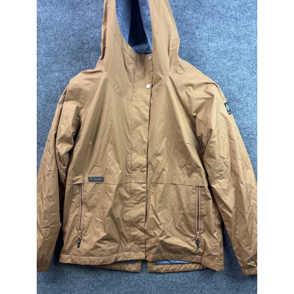 Columbia Helvetia‎ Heights Hooded Windbreaker Jacket Womens Large Brown Full Zip